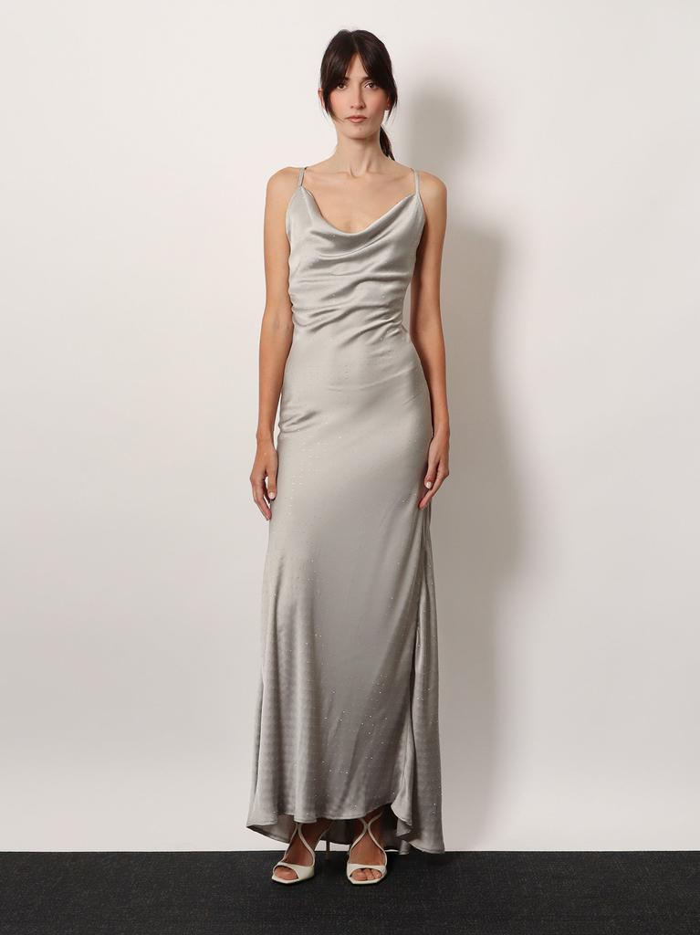 ACTUALEE Long dress with all-over rhinestones