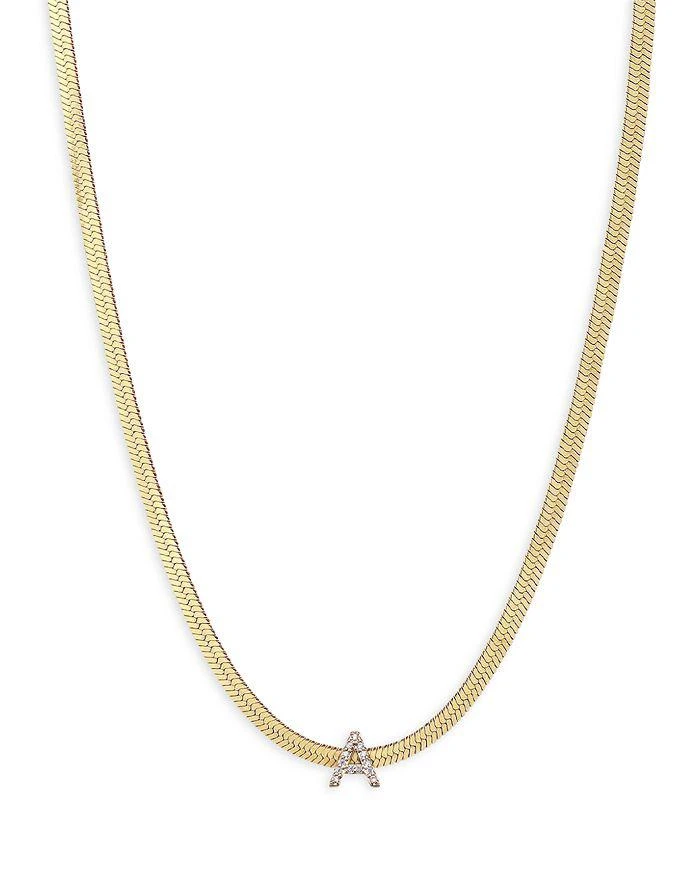 Ettika Jewelry Initial Herringbone Chain Necklace in 18K Gold Plated, 12" 1