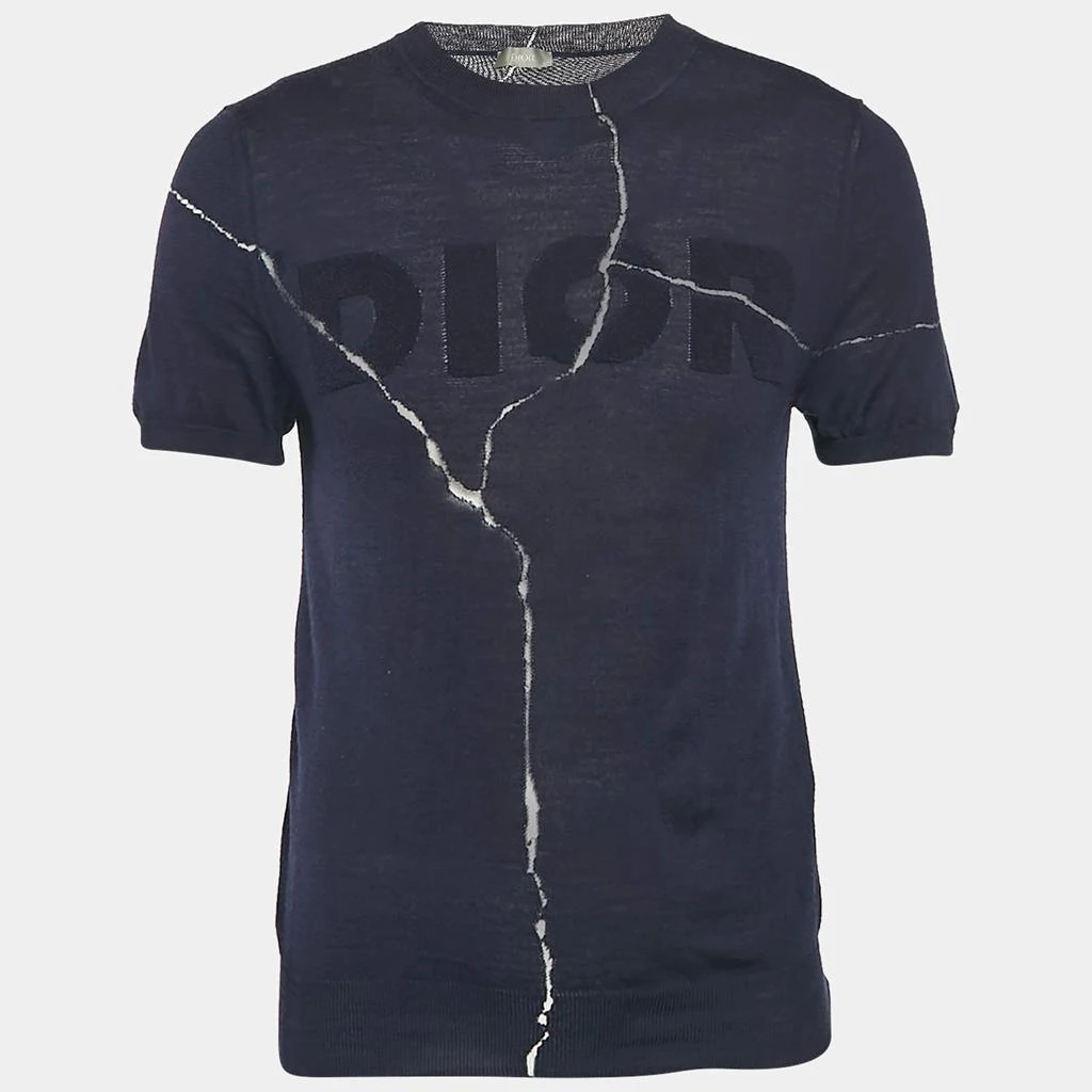 Dior Dior Homme X Daniel Arsham Navy Blue Crack Effect Short Sleeve Sweatshirt S 1