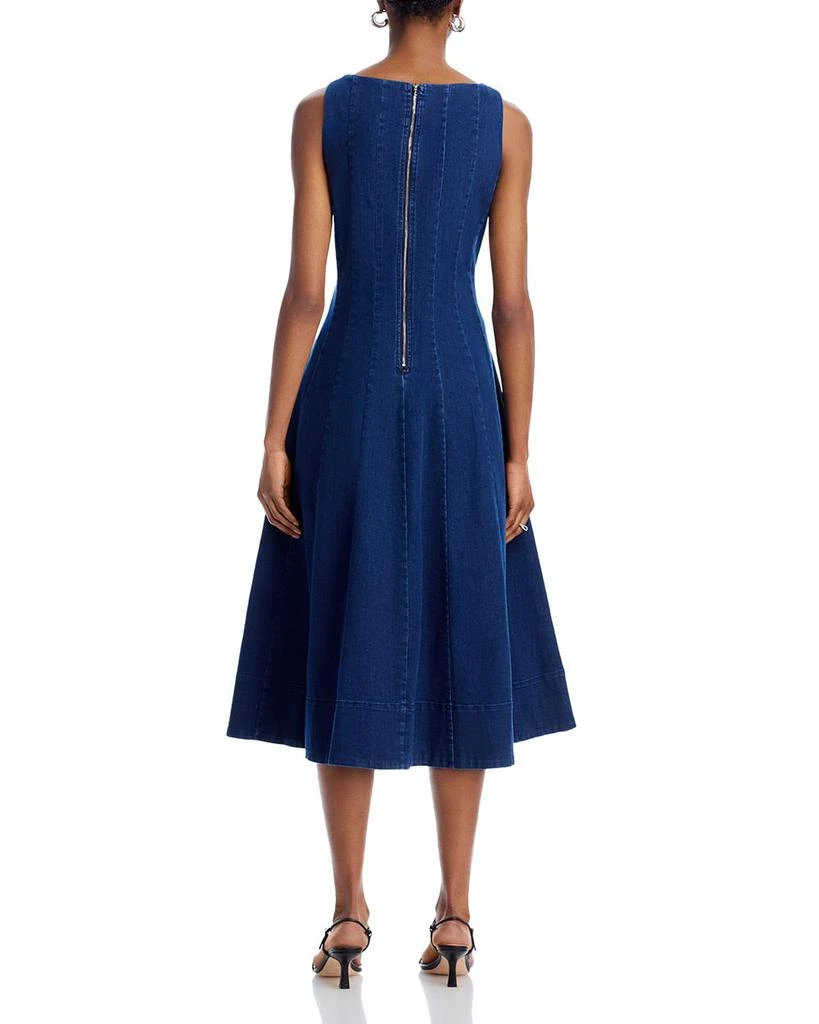 AQUA Denim Panel V Neck Sleeveless Midi Dress - Exclusive 4