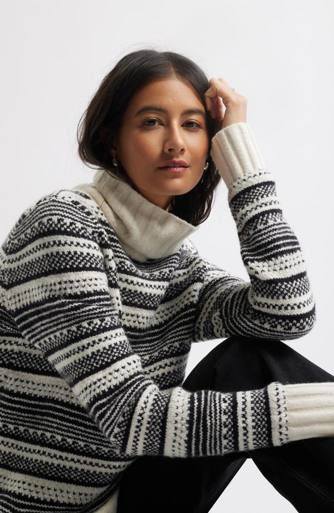 Caslon Stripe Jacquard Turtleneck Sweater