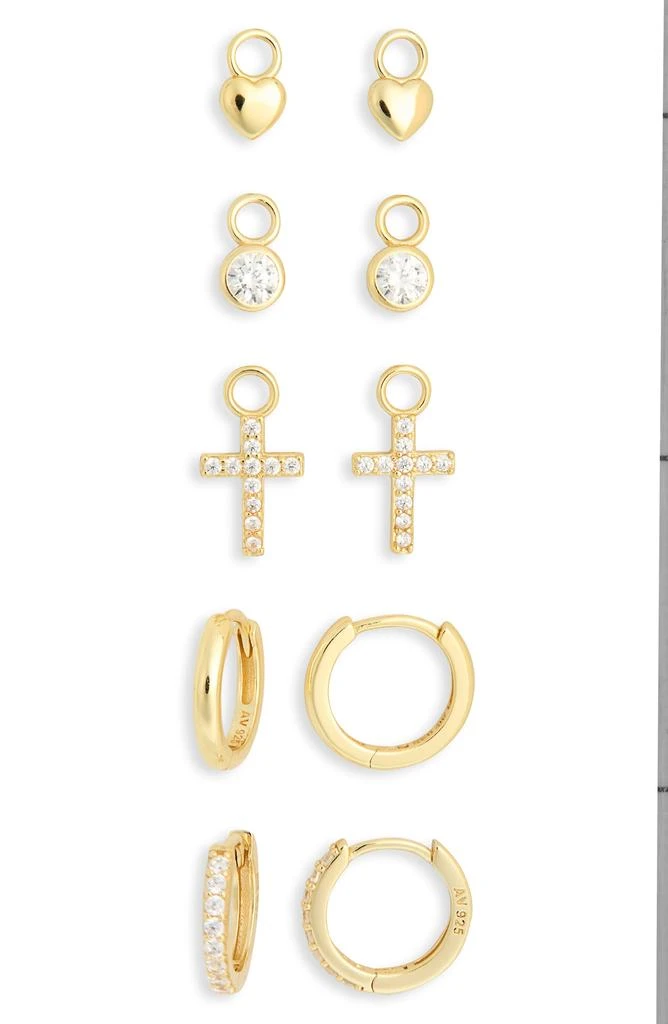 Argento Vivo Sterling Silver Mixed CZ Charms 
2-Pack Huggie Hoop Earrings 2