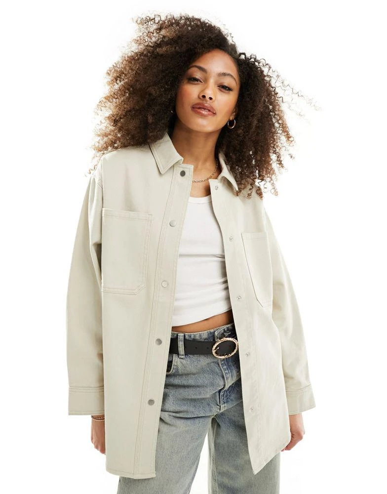 ASOS ASOS DESIGN oversized twill jacket in stone 1