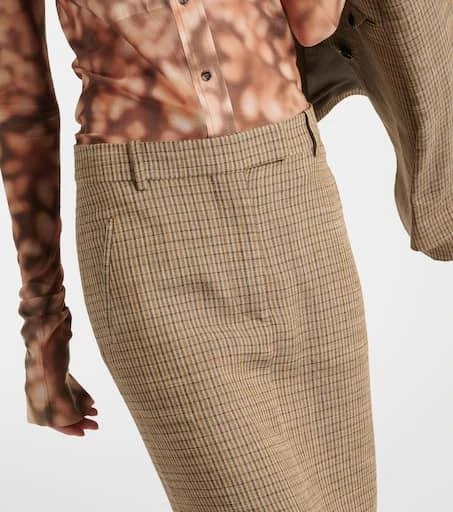 Acne Studios Checked linen-blend maxi skirt 4