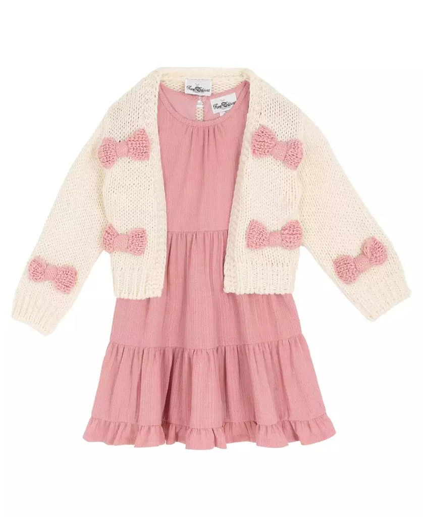 Rare Editions Girls 2T-6X 2-Piece Bow Cardigan and Textured Knit Dress Set new arrivals