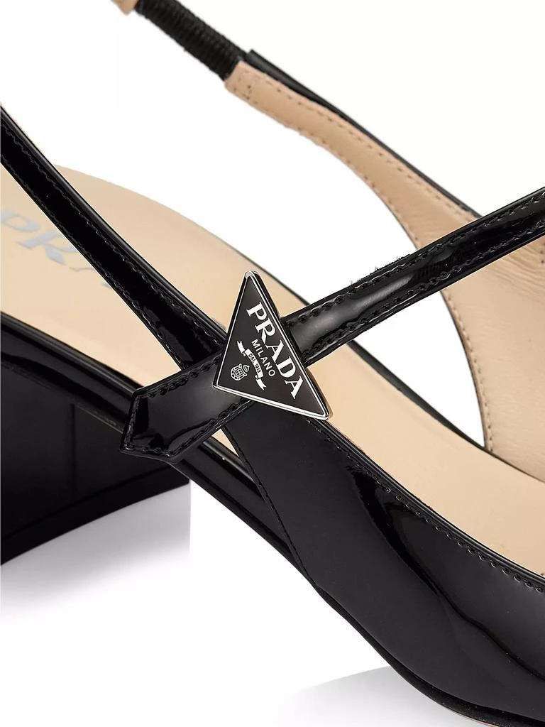 Prada 45MM Leather Block-Heel Slingback Pumps 6