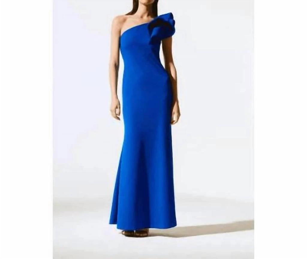 JOSEPH RIBKOFF Joseph Ribkoff - Scuba Crepe One-Shoulder Gown