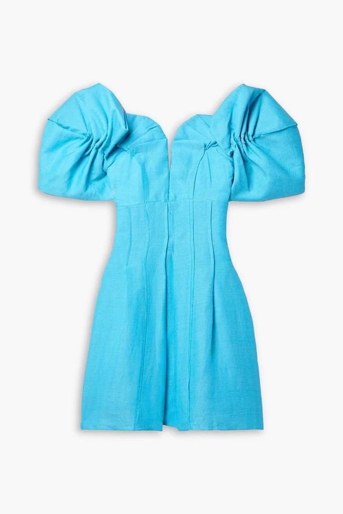 Cult Gaia Asal off-the-shoulder gathered woven mini dress 1