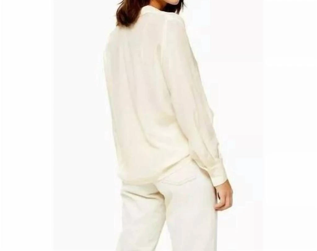 Topshop Pole Situation Button Down Silk Shirt In Ivory 3