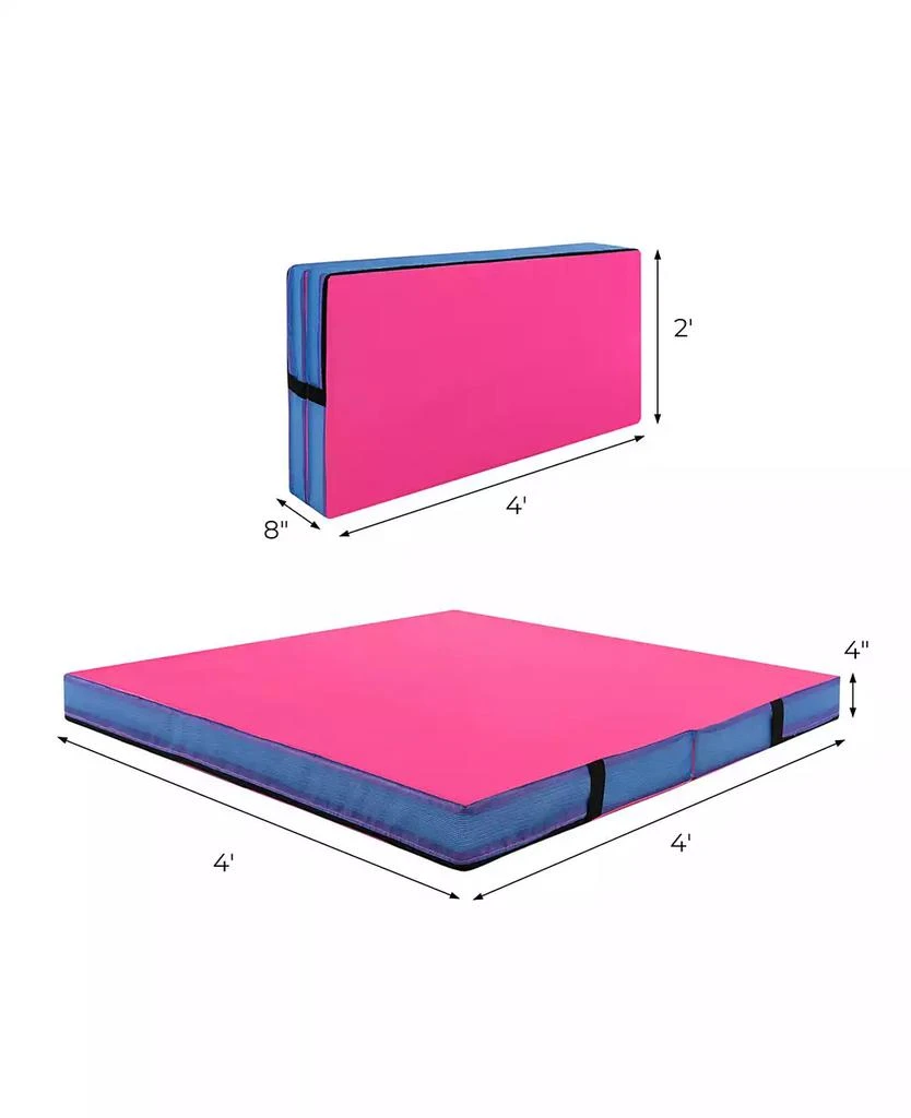 SUGIFT 4ft x 4ft x 4in Bi-Folding Gymnastic Tumbling Mat with Handles and Cover-Pink 2