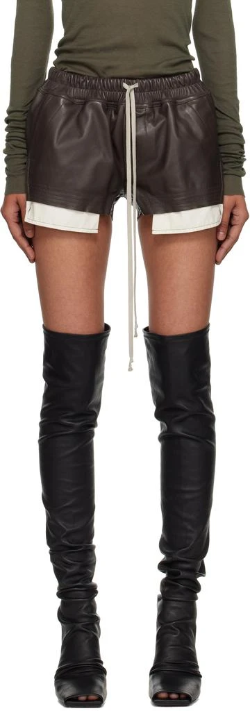 Rick Owens Gray Concordians Fog Boxer Leather Shorts 1