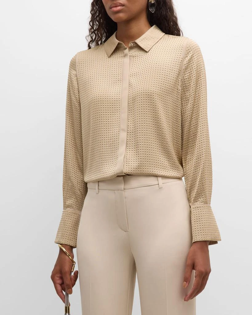 Kobi Halperin Milani Button-Down Metallic Stud Blouse 4