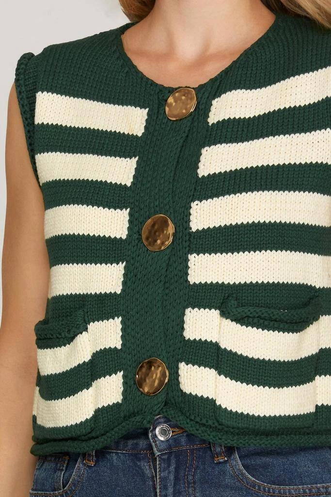 SHE + SKY She + Sky - Striped Button Down Sweater Vest 2