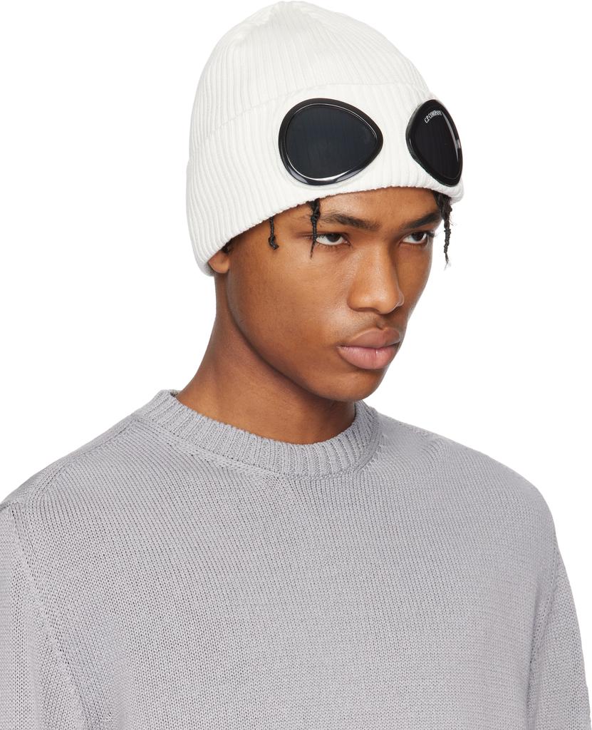 帽子 C.P. Company goggle beanie Goggle Lens ribbed-knit wool beanie in black - C P Company
