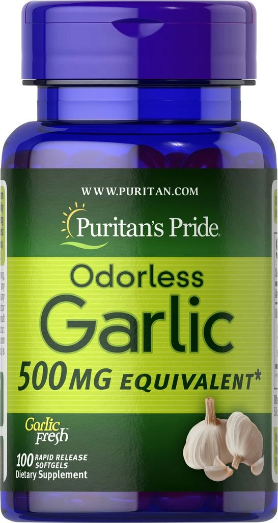 Puritan's Pride Odorless Garlic 500 mg 100 Rapid Release Softgels 1