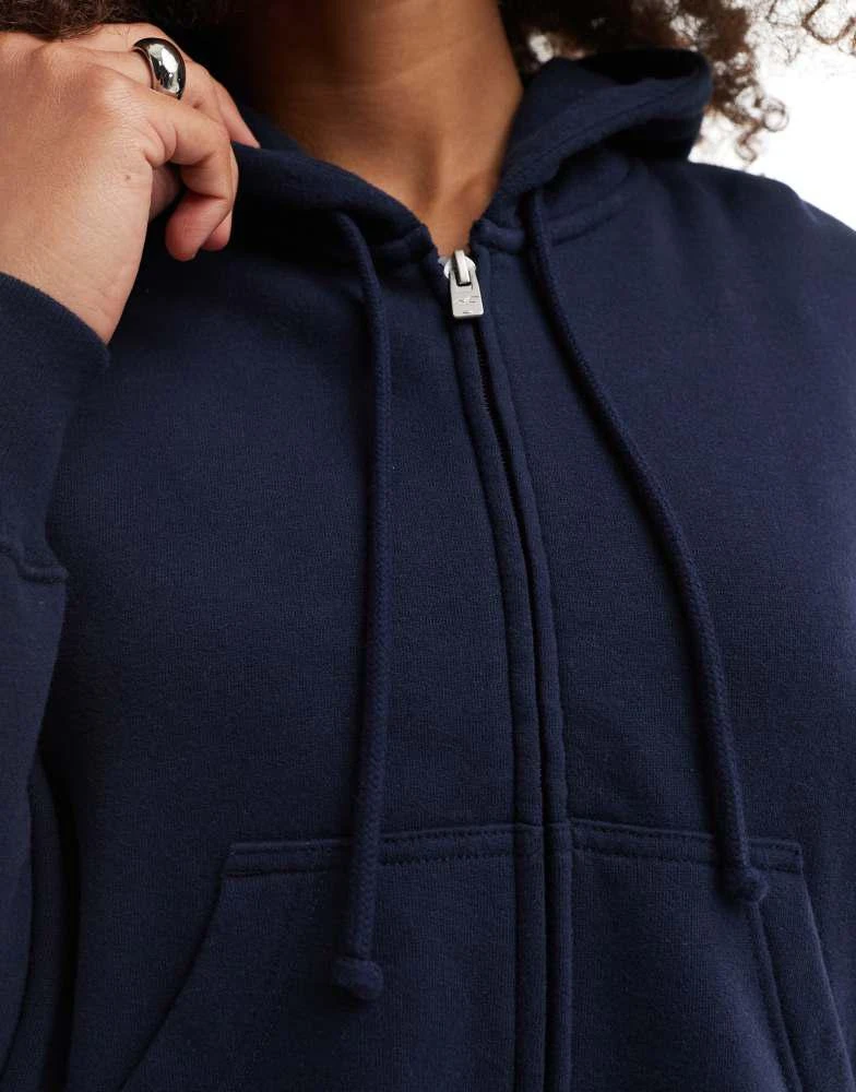 HOLLISTER Hollister boxy cropped zip through hoodie in navy 3