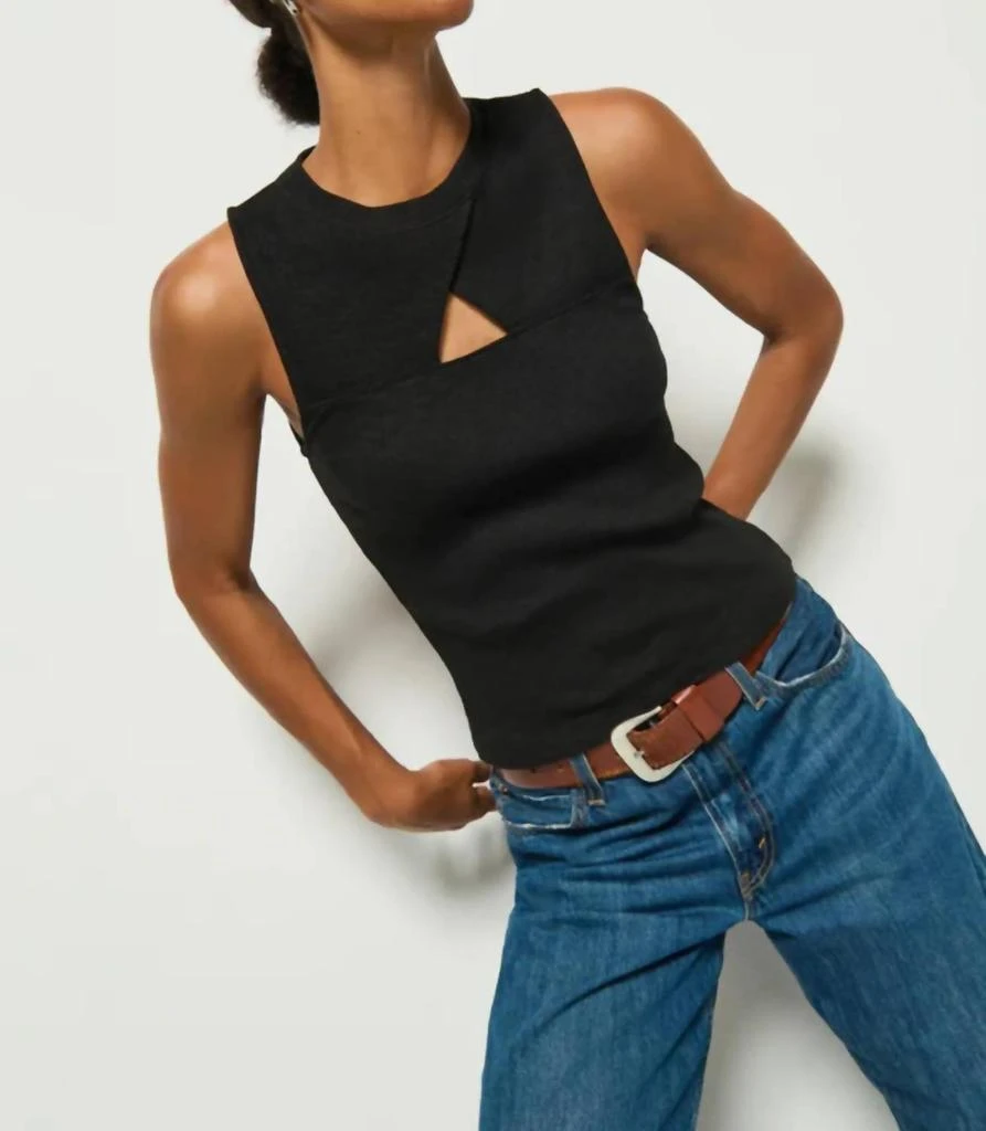 Nation LTD Ellie Keyhole Tank Top In Jet Black 2