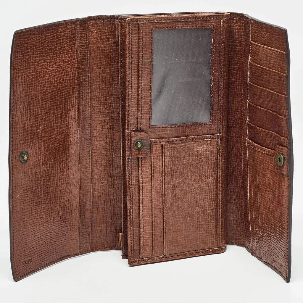 Fendi Fendi Tobacco Zucca Coated Canvas Trifold Flap Continental Wallet 2