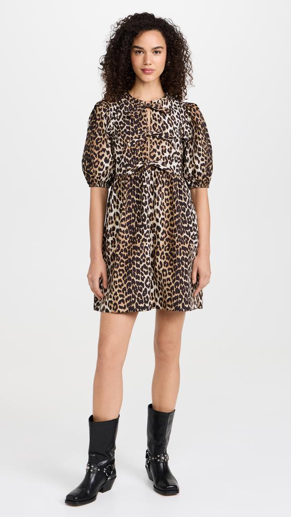 GANNI Cotton Poplin Tie String Mini Dress