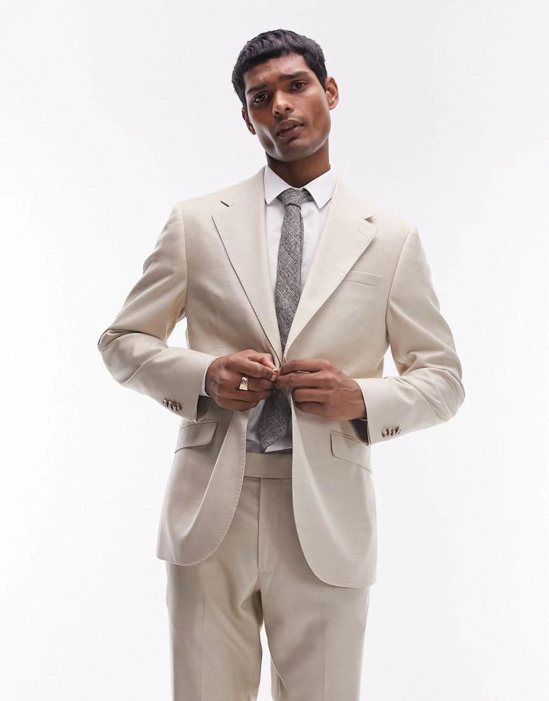 Topman Topman skinny suit jacket in stone 1