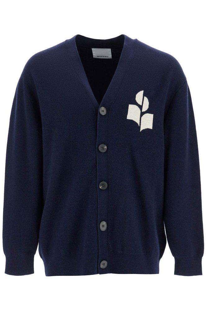 Isabel Marant Isabel Marant Curtis Logo Intarsia Knitted Cardigan