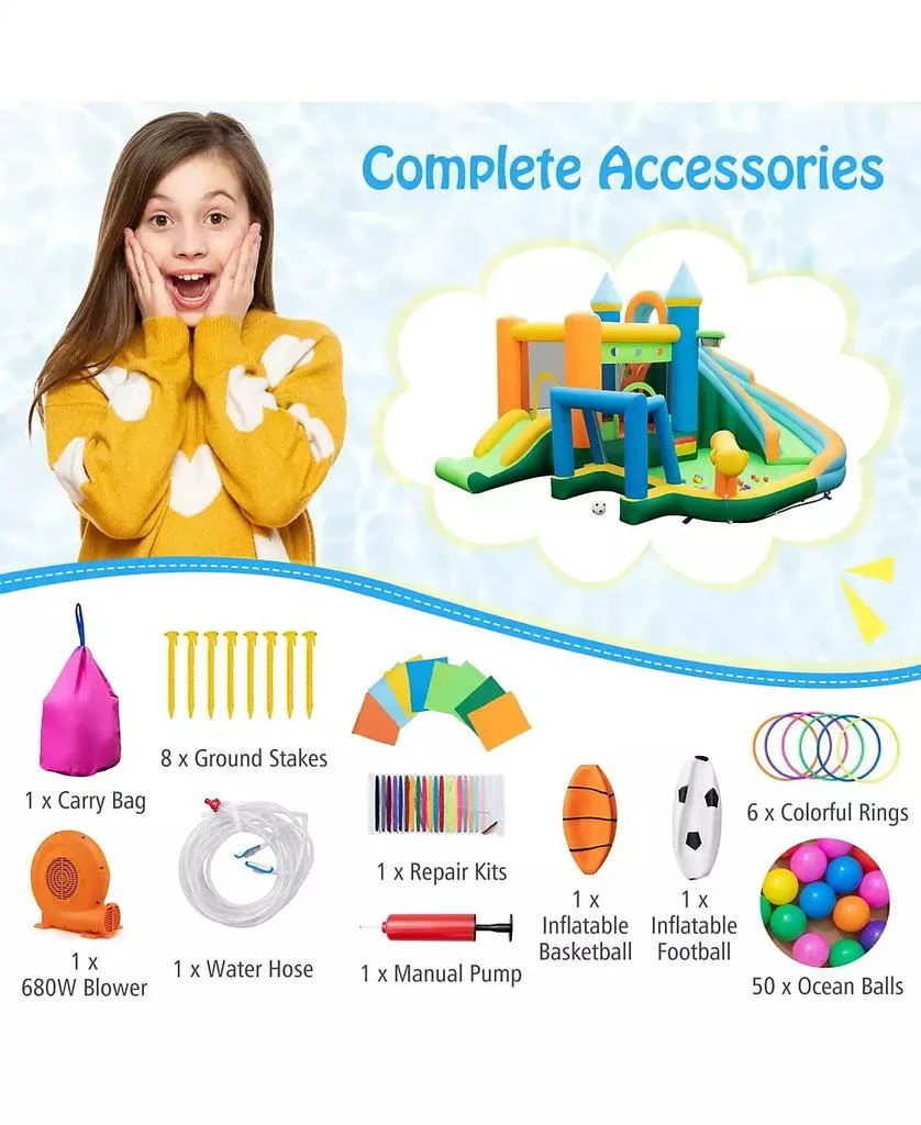 GOUUN Inflatable Water Slide with Dual Slides and Splash Pool Bounce House with 680W Blower 8