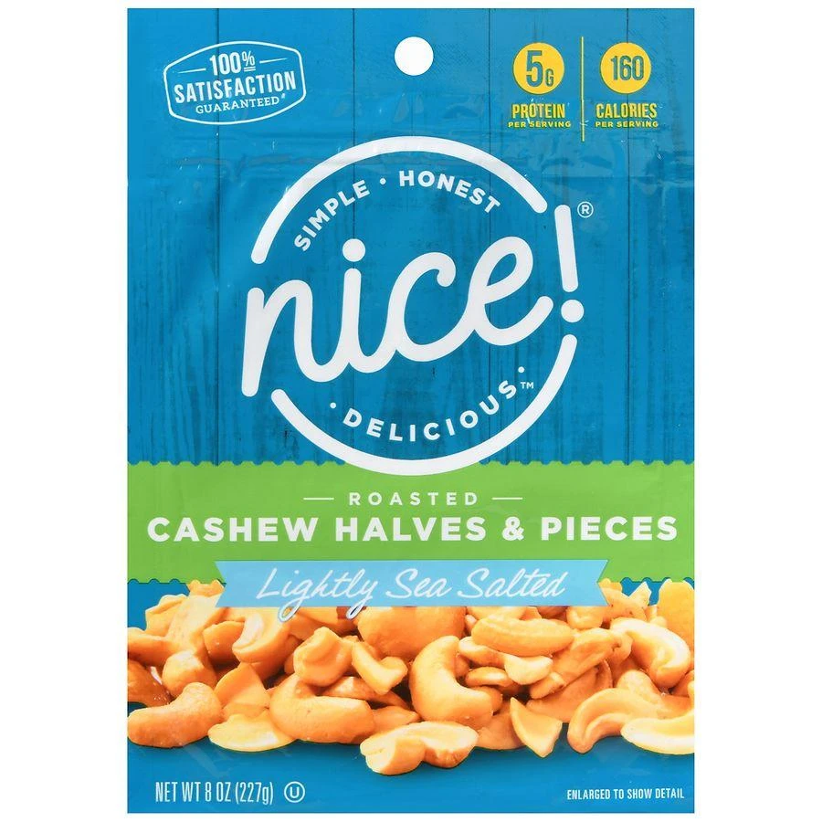 Nice! Roasted Cashew Halves 
Pieces Lightly Sea Salted 3