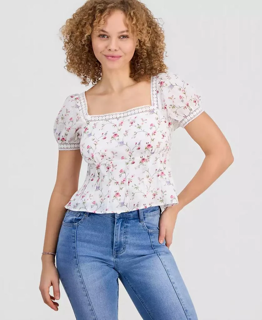 Celebrity Pink Juniors
 Lace-Trim Pleated Babydoll Top