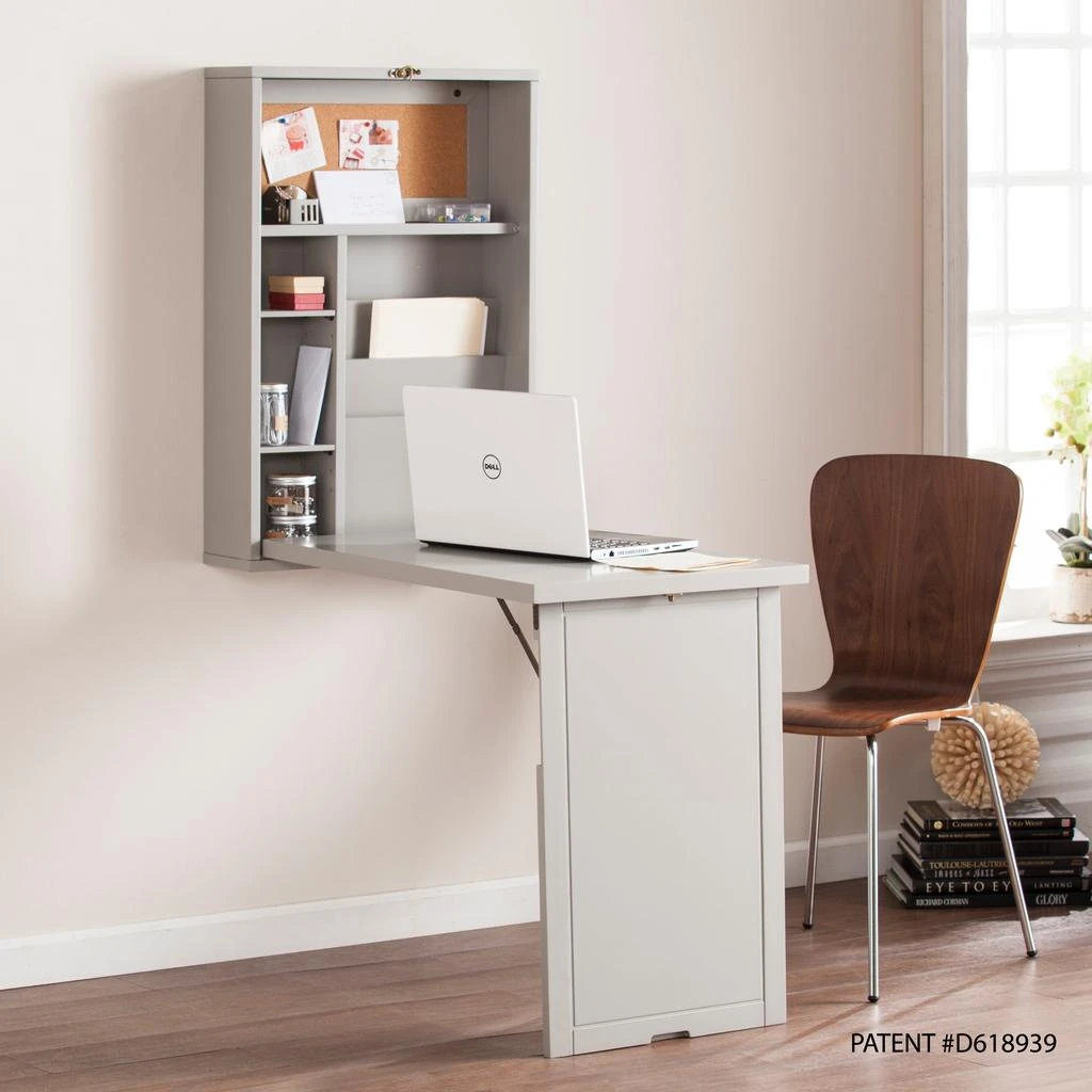 SEI Minford Fold-Out Convertible Wall Mount Desk - Gray 1