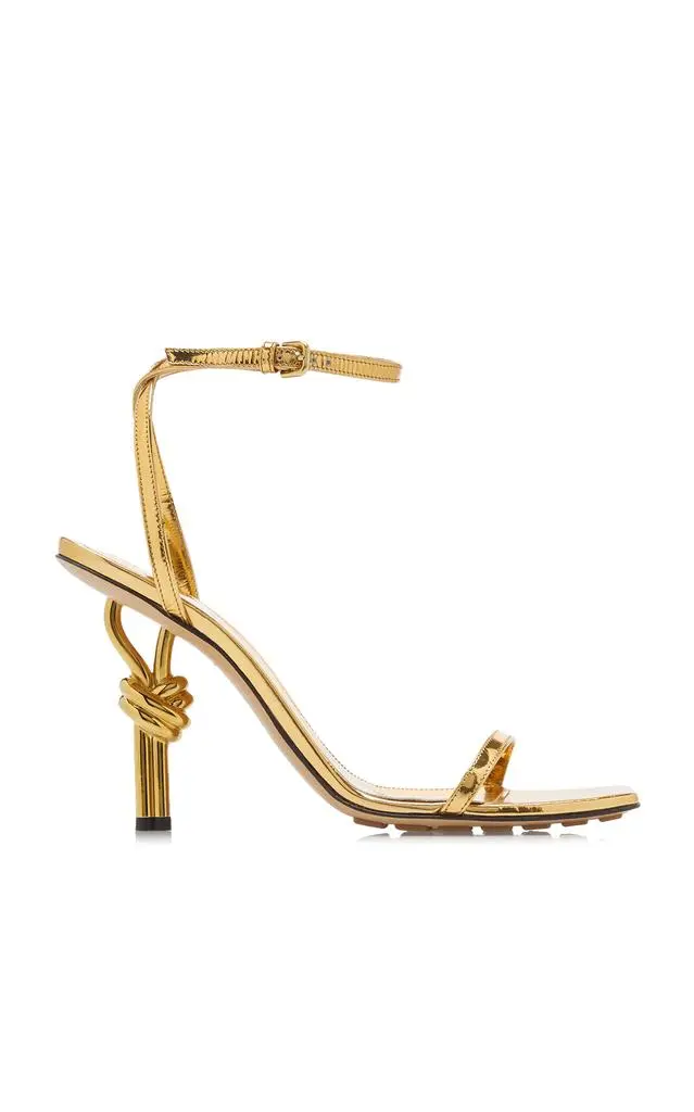 Bottega Veneta Bottega Veneta Knot Metallic-Leather Sandals - Moda Operandi 1