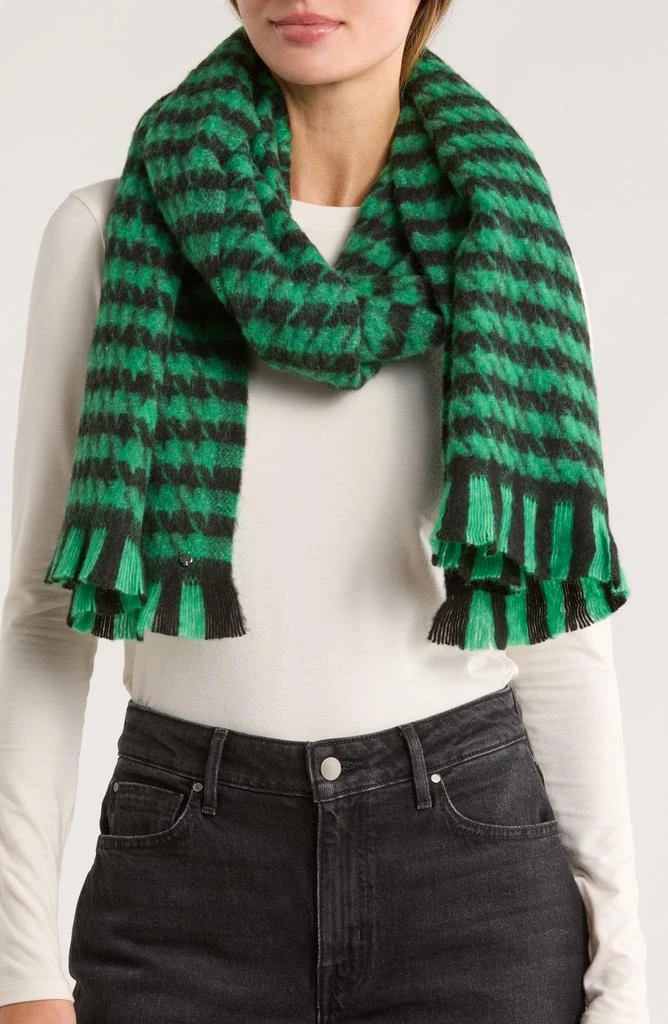 Kate Spade painterly houndstooth yarn dyed scarf