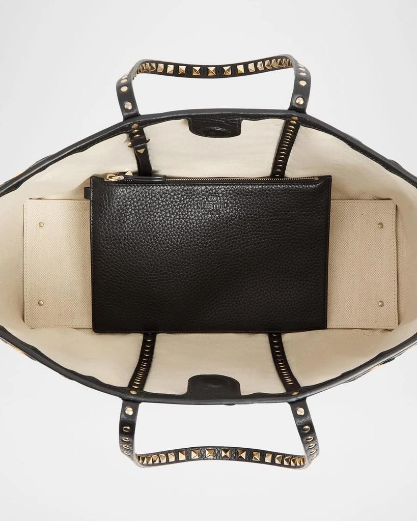 Valentino Rockstud Embroidered Raffia Shopping Tote Bag 5