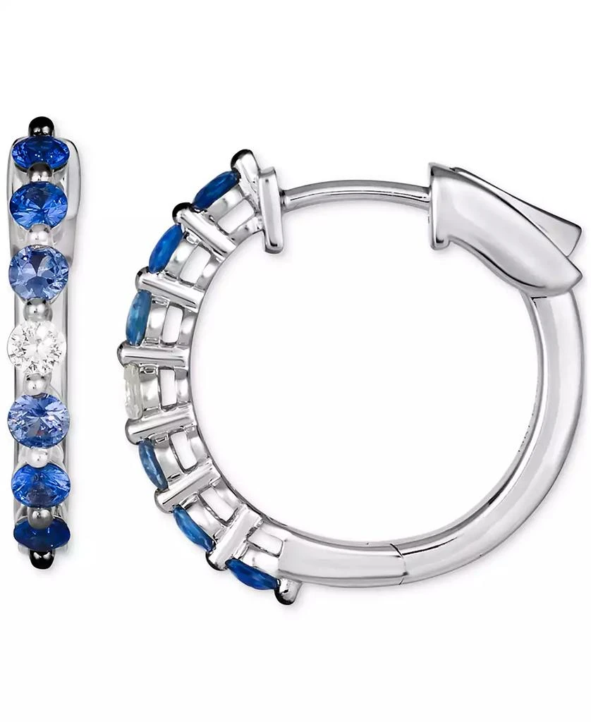 Le Vian Ombré® Denim Ombré (3/4 ct. t.w.) & White Sapphire (1/8 ct. t.w.) Small Hoop Earrings in 14k White Gold, 0.7" 2