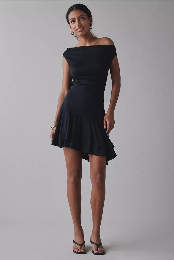 Urban Outfitters UO Happy Hour Asymmetrical Off-The-Shoulder Mini Dress