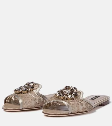 Dolce 
Gabbana Bianca embellished lace slides 5