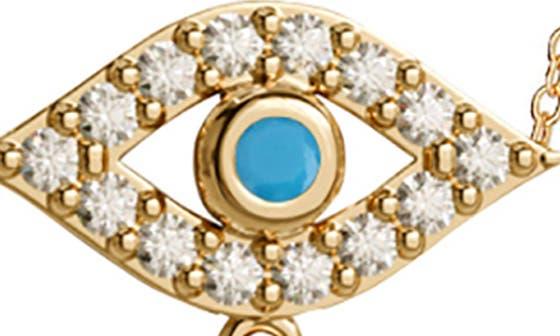 Gabi Rielle Mini Evil Eye Turquoise & CZ Pendant Necklace