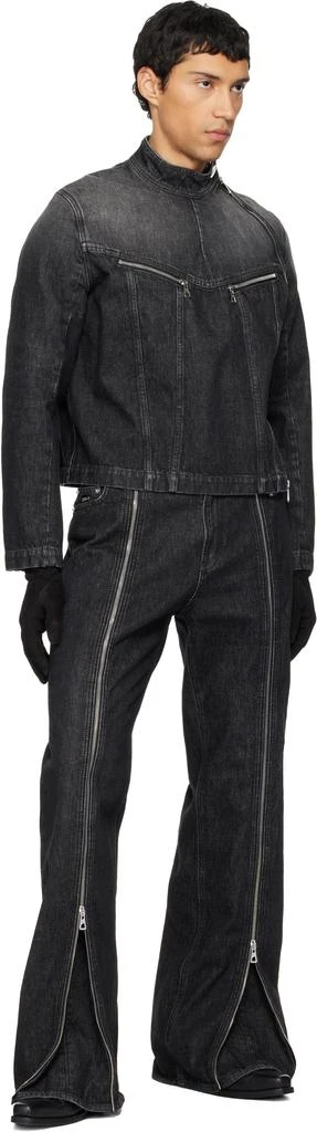 Jean Paul Gaultier Black High Neck Zipped Gloves Denim Jacket 4