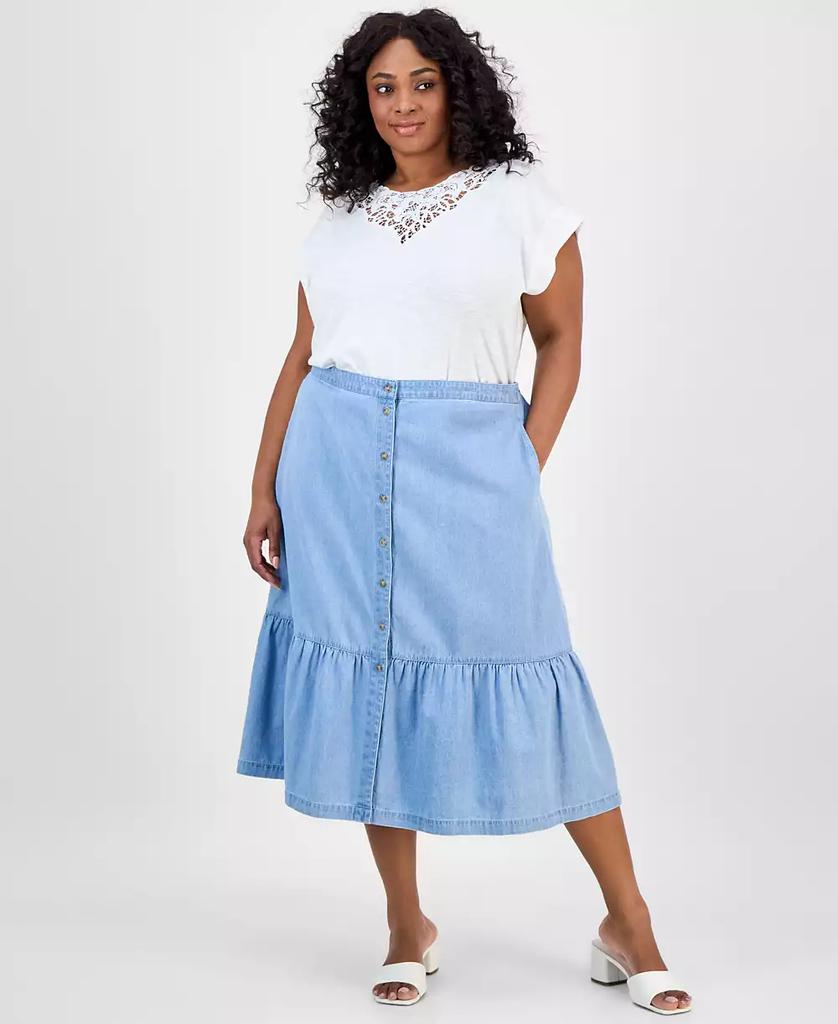 JONES NEW YORK Plus Size Chambray Midi Skirt