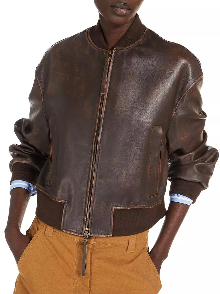 Weekend Max Mara Hiltex Leather Bomber Jacket 4