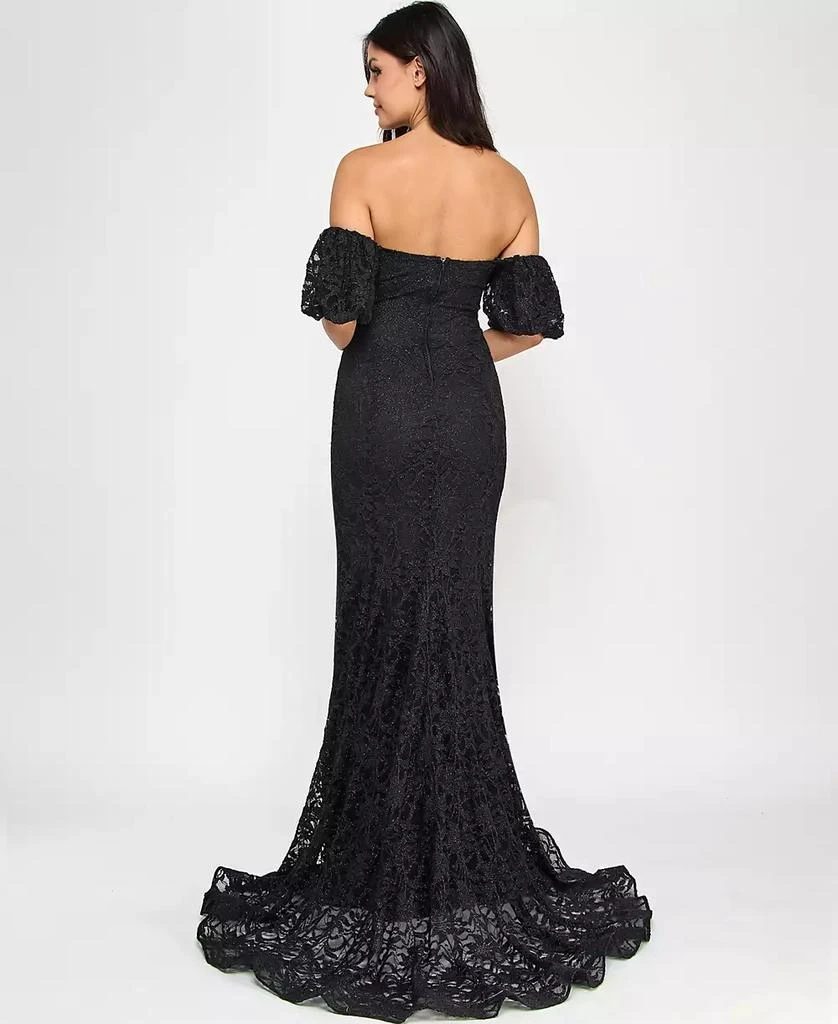 Emerald Sundae Juniors' Lace Off-The-Shoulder Gown 2