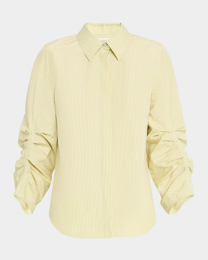 Lafayette 148 New York Ruched-Sleeve Button-Down Shirt 1
