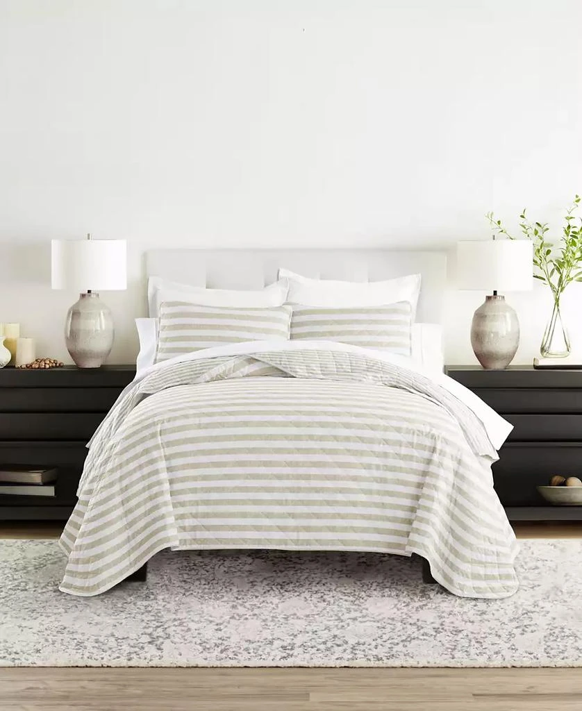 IENJOY HOME Classic Stripe Reversible 2-Pc. Quilt Set 1