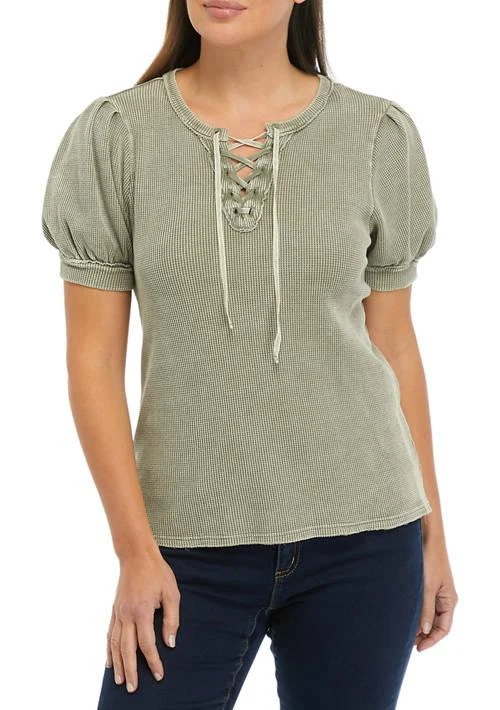 American Rag Rag Lace Up Puff Sleeve Top 1
