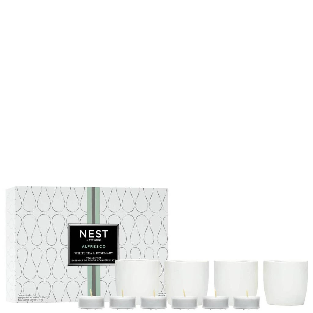 NEST New York NEST New York White Tea and Rosemary Alfresco Tealight Holders Tealights Set 2