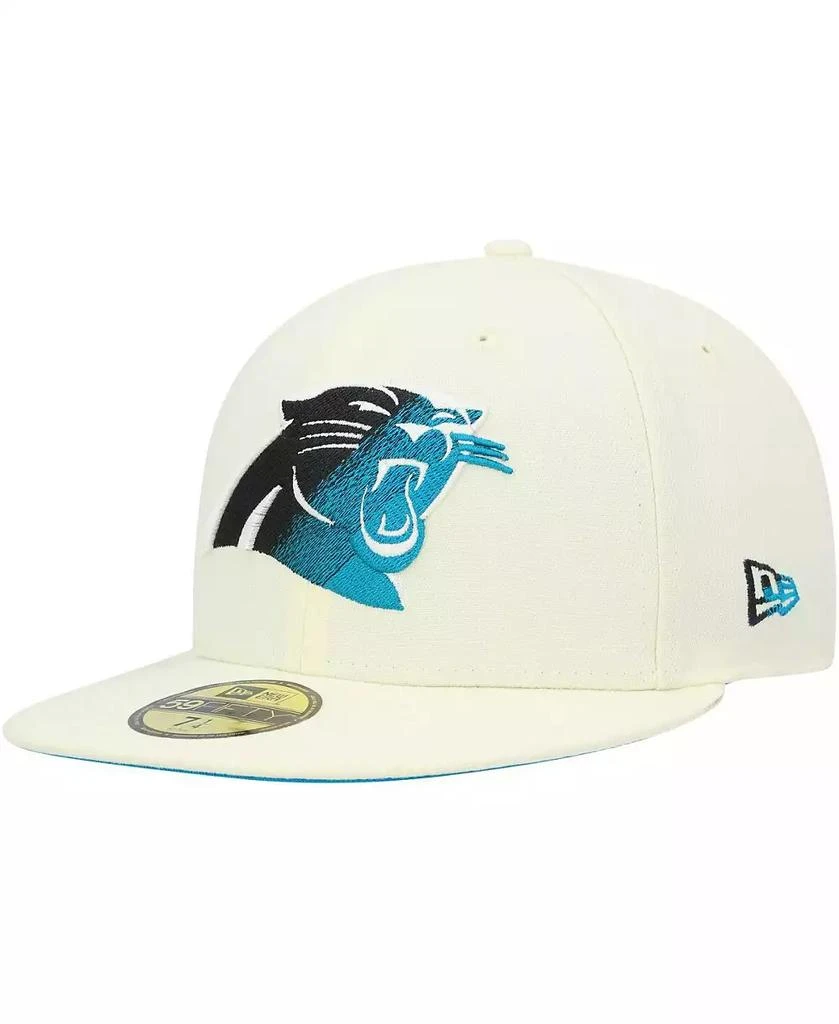 New Era Men's Cream Carolina Panthers Chrome Color Dim 59FIFTY Fitted Hat 1