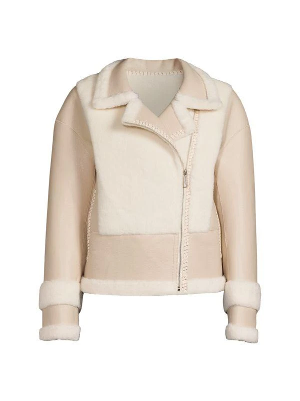 BELLE FARE Eco Faux Fur Faux Shearling Moto Jacket 3