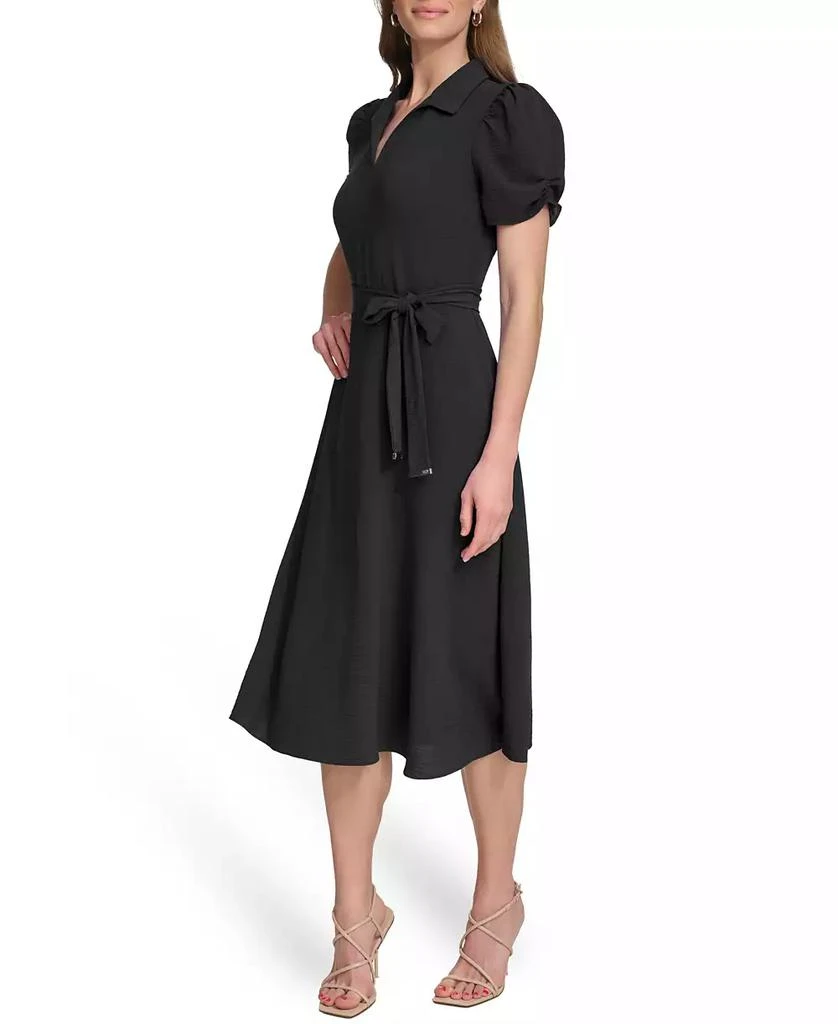 DKNY Women's Tie-Waist Point Collar A-Line Dress 3