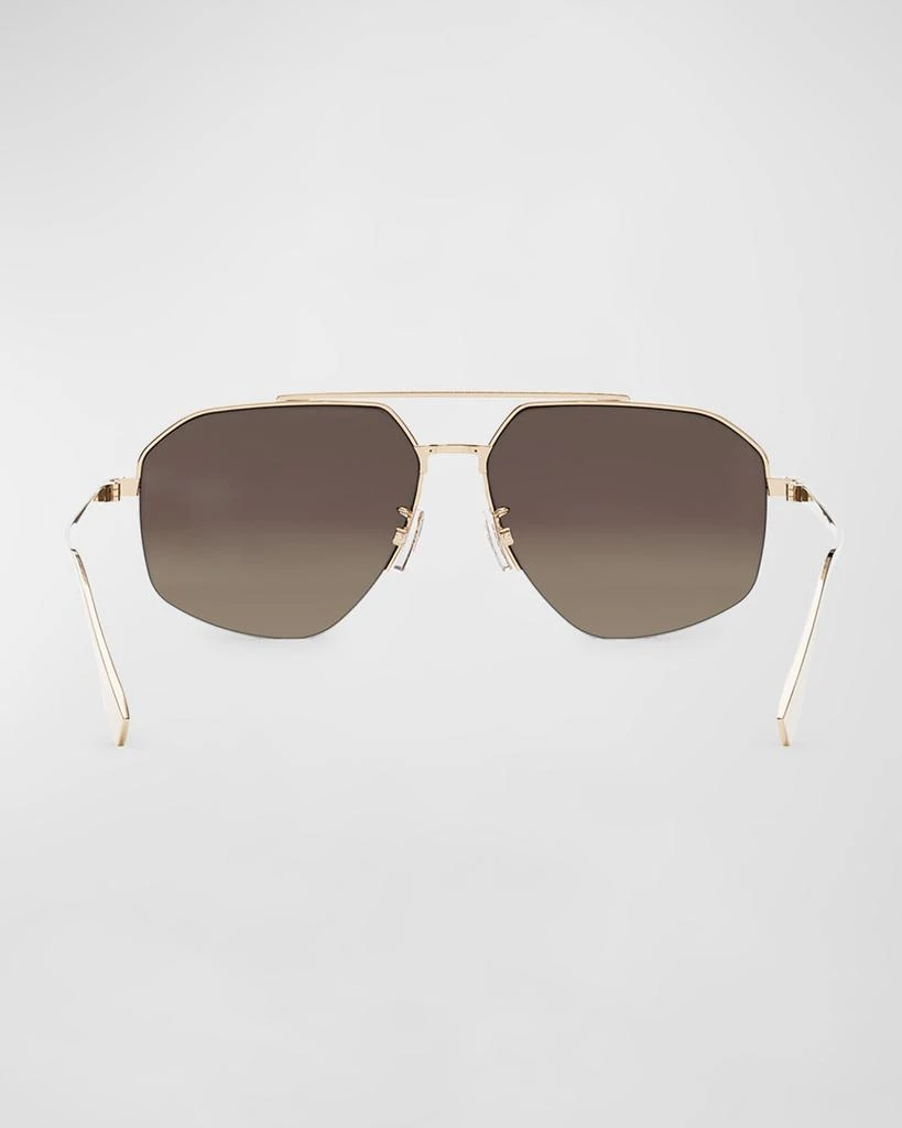 Fendi Men's Double-Bridge Metal Rectangle Sunglasses 5