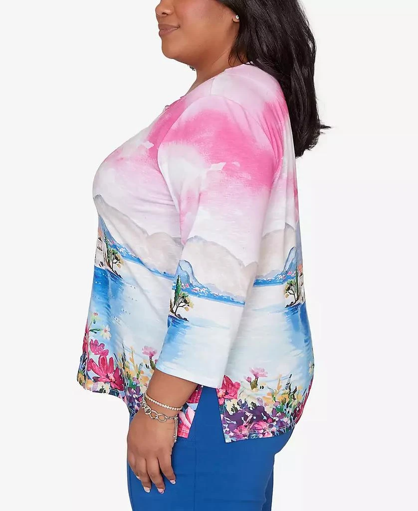 Alfred Dunner Plus Size The Royal Treatment Embellished Lake Como Scenic Top 4