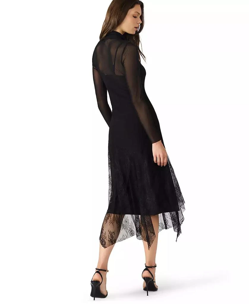 Steve Madden Women's Silas Mock Neck Mesh Midi Dress 5